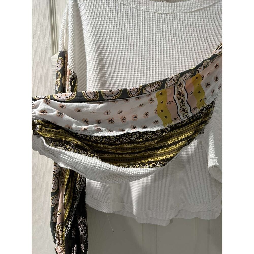 Free People Womens XS Blossom Thermal Top Waffle Knit White Oversized A003309 - Picture 6 of 10